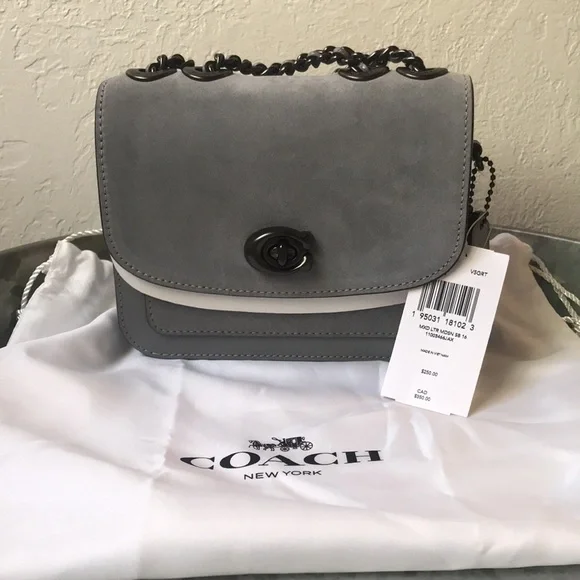 NWT Gray Coach Madison 16 Turnlock Mini Bag - Picture 2 of 10